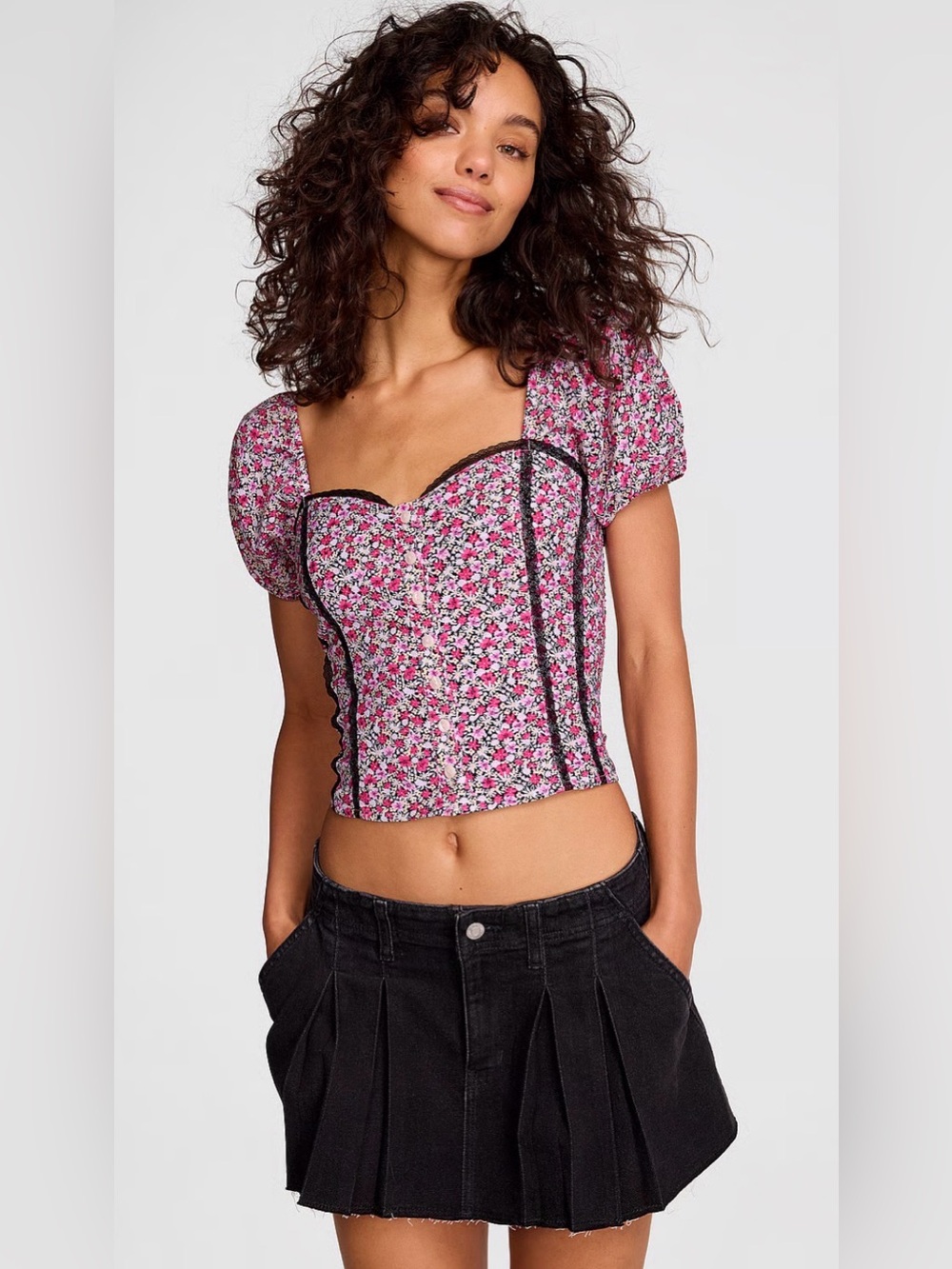 Corset Top With Puff Sleeves, Women’s Size Medium NWT